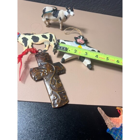 Lot of 4 Vintage Farmhouse Christmas Tree Hanging Ornaments Decorations Holiday - Picture 9 of 10